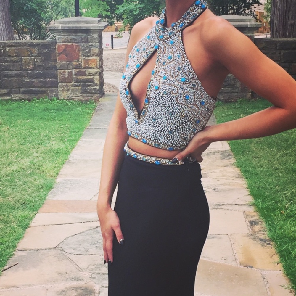 Jovani 2 piece prom gown, formal, gorgeous beading